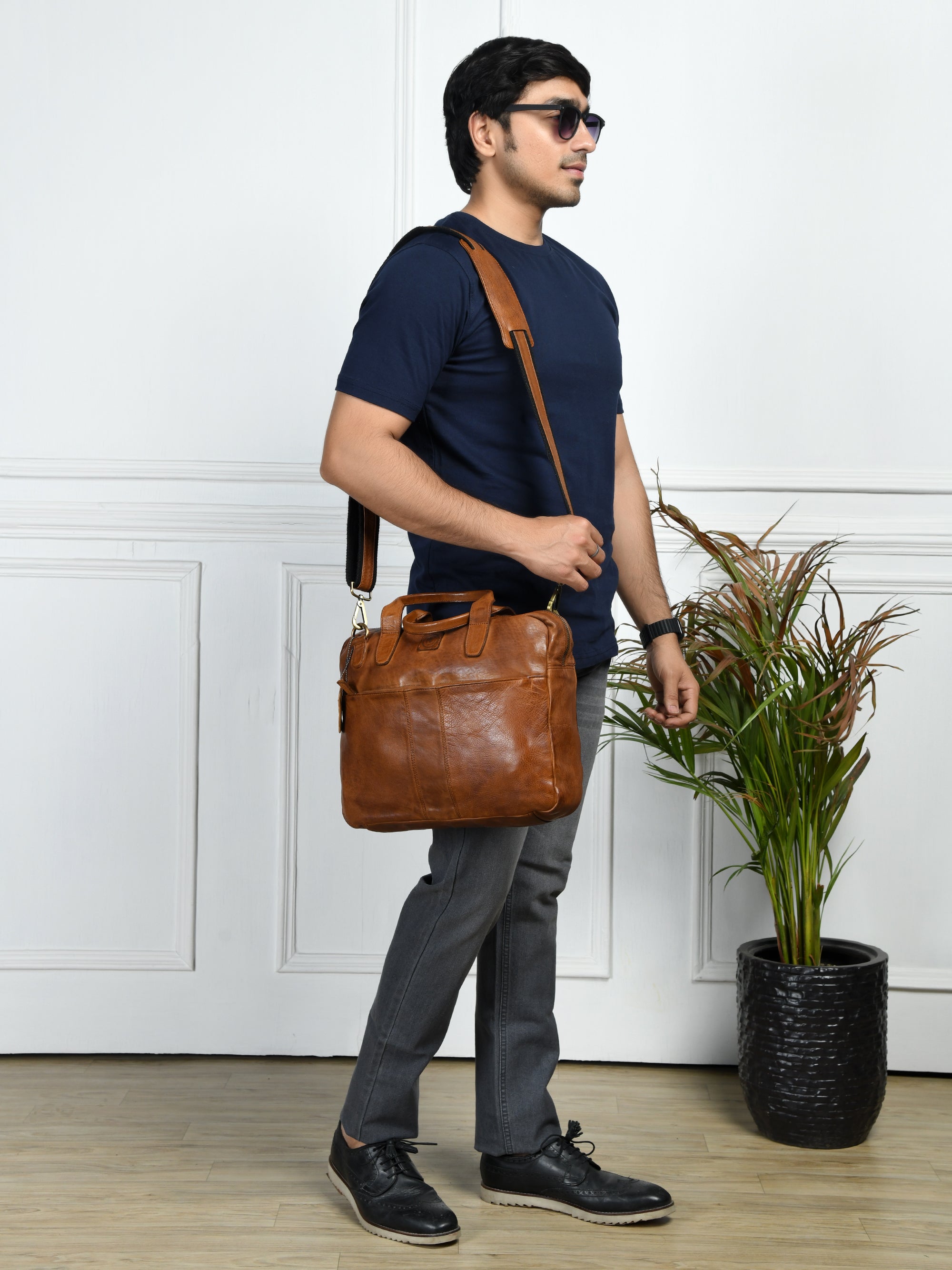Voyager Premium Leather Laptop Bag